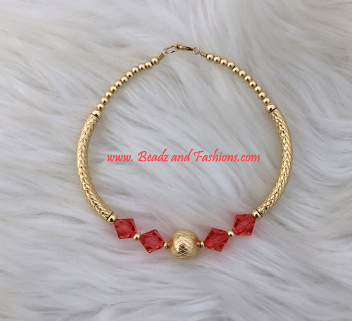 14k gold Coral pink precision bangle