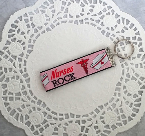 Nurse rock pink fob keychain