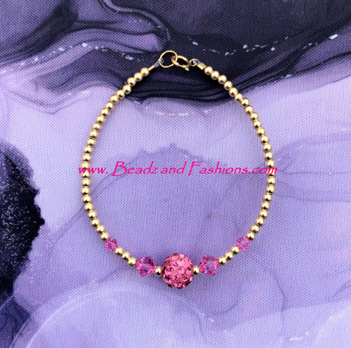 14k gold october pave bracelet