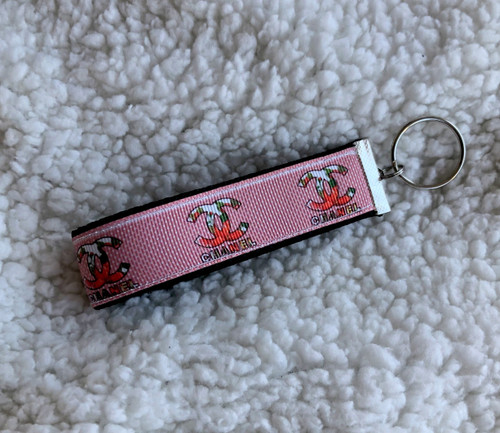 Pink floral fob keychains #1