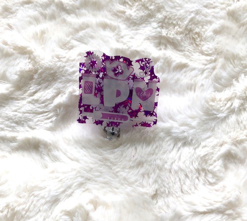LPN purple glitter badge reel #2