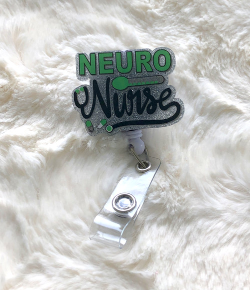 Neuro Nurse glitter badge reel