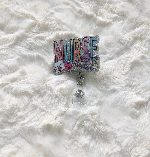 Nurse glitter badge reel #2