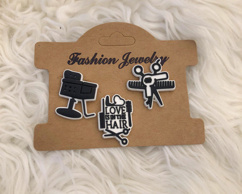 3pc Hair dresser Croc shoe charm