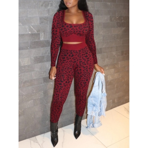2pc leopard red set outfit