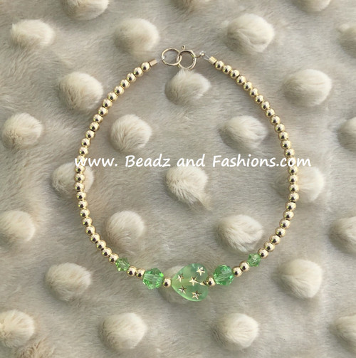 14k gold August heart stardust bracelet