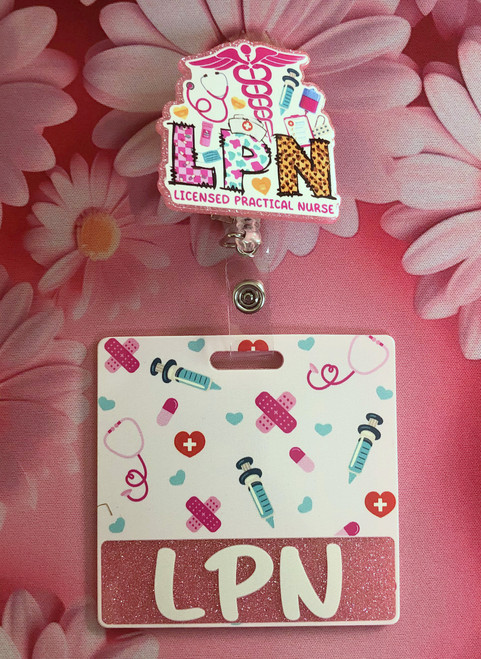 LPN pink Acrylic badge reel #1