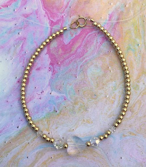 14k Gold clear heart bracelet #2.
