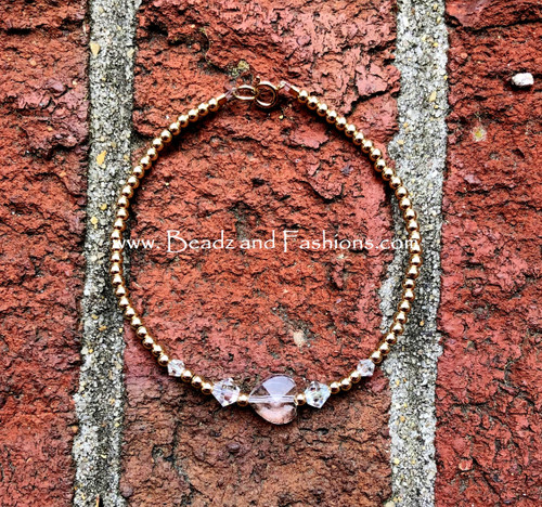 14k Gold clear heart bracelet #2.