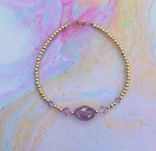 14k gold June MEDIUM oval stardust bracelet