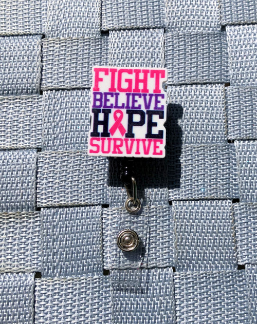 Pink Breast cancer Fight badge reel #6
