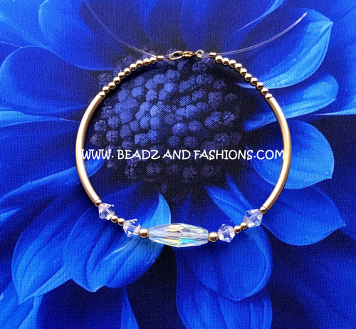 14k gold clear torpedo skinny bangle