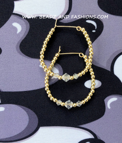 14k gold Large Clear hoop earrings