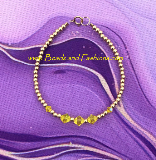 14k gold yellow crystal bracelet #1