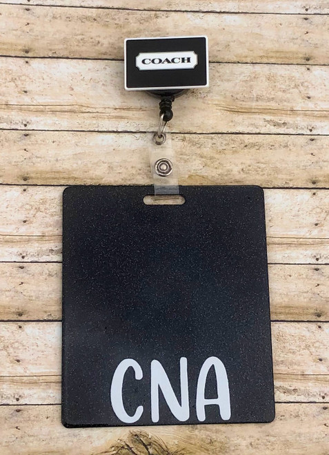 CNA glitter black Acrylic badge reel #1.