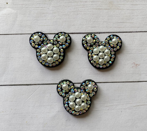 5pc black mickey felt rhinestone patch