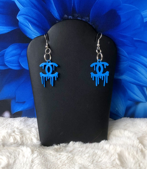 Blue drip dangle earrings #1