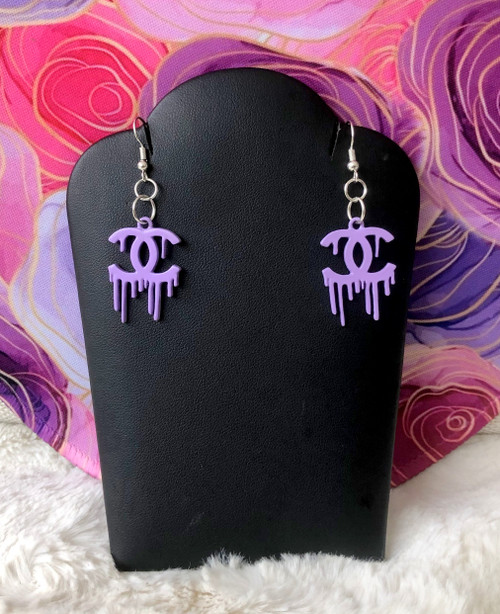 Purple drip dangle earrings #1