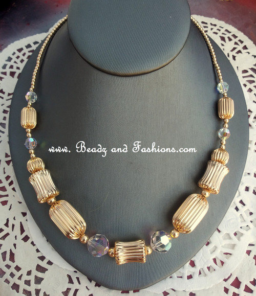 14k gold filled Chunky Gold & clear necklace