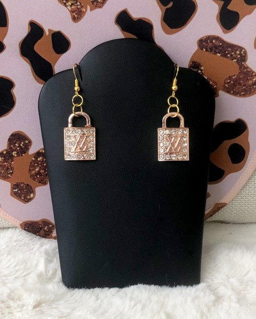 Gold rhinestone dangle earrings #2