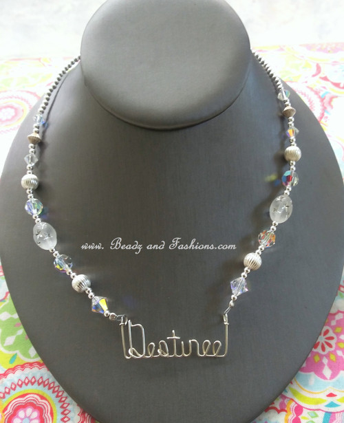 Sterling Silver Clear name plate necklace