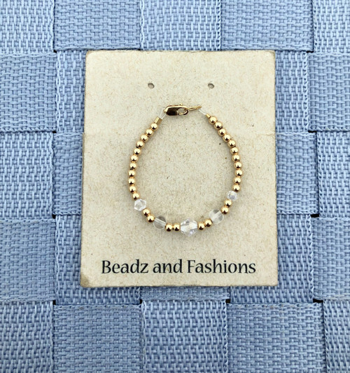 14k gold clear bracelet kids #1A