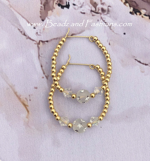14k gold April LARGE stardust hoop earring.