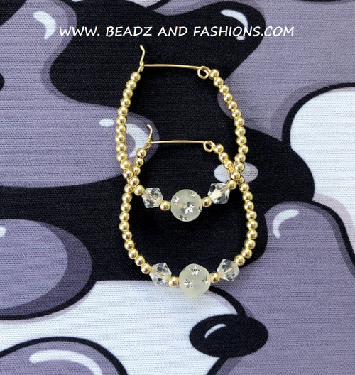 14k gold April LARGE stardust hoop earring.