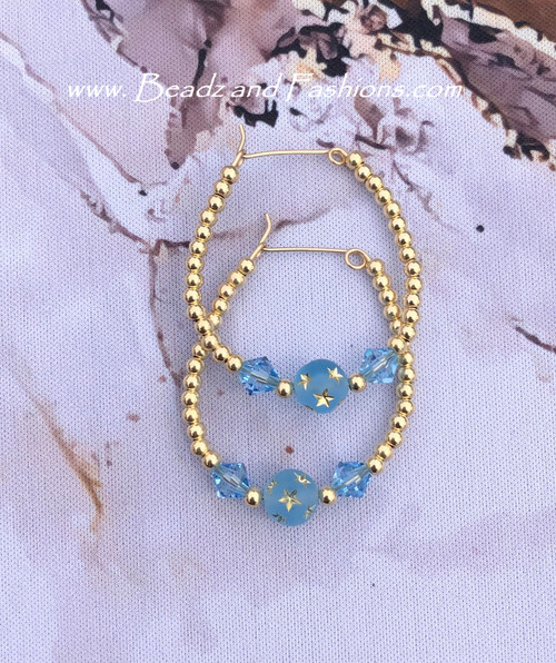 14k gold MARCH LARGE stardust hoop earring.