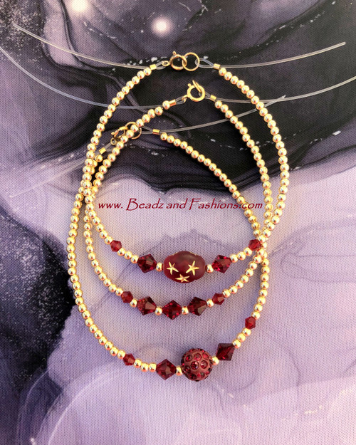 14k gold 3pc January stack bracelet set #1