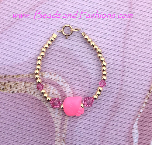 14k gold kitty pink bracelet #1