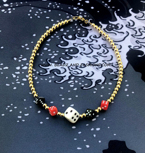 14k Gold Dice bracelet Ace spade #2