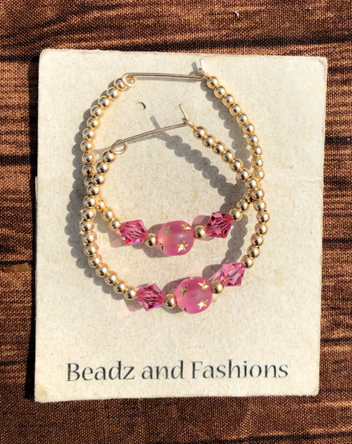 14k gold October LARGE stardust hoop earring.