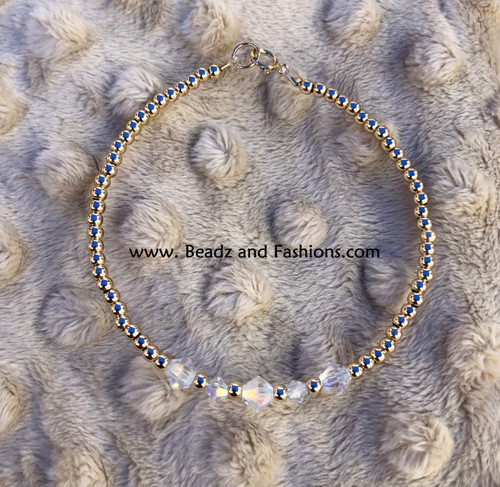14k gold April birthstone bracelet #1a