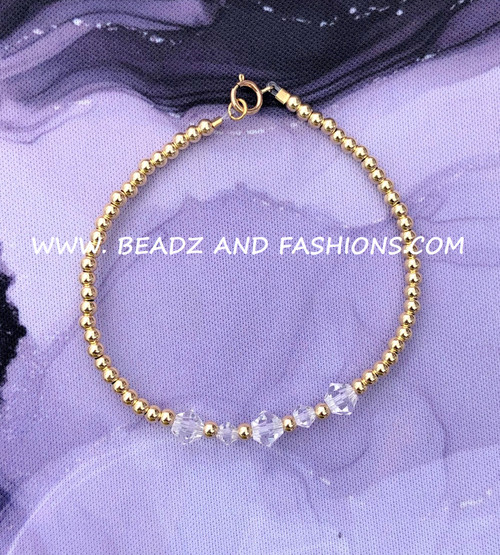 14k gold April birthstone bracelet #1a