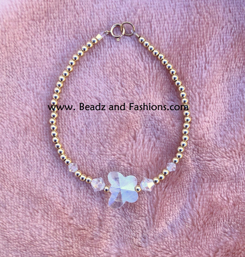 14k gold clear butterfly bracelet #1