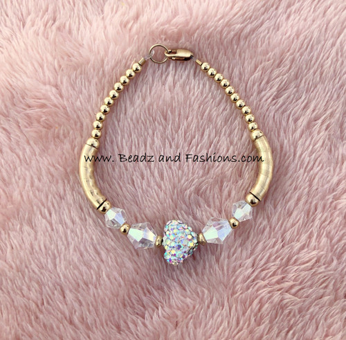 14k Gold small heart pave bangle kids