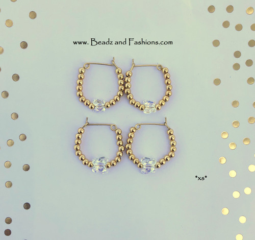 14k gold ANY SIZE clear butterfly hoop earrings