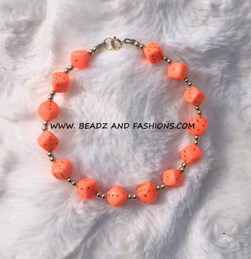 14k gold orange dice anklet #2