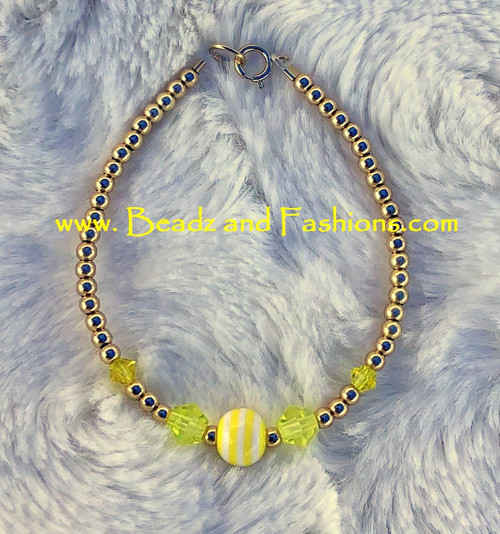 14k gold yellow stripe bracelet kids #1