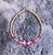 14k gold Pink GLASS heart bracelet #1
