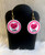 CNA pink round  dangle earrings