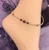 14k gold FEBRUARY round crystals anklet #1