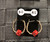 14k gold small  Red dice earrings