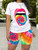 2pc rainbow lips short set