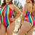 one piece rainbow swimsuit