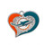 Dolphins heart metal charm