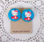 Hello kitty blue fabric button earrings