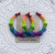 Rainbow glitter bamboo hoop earrings