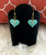 Teal Blue heart dangle earrings.